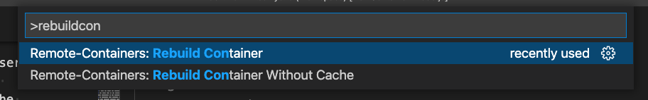 vscode rebuild container